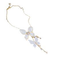Fashion Style New Pearl Diamond Butterfly Pendant Necklace main image 6
