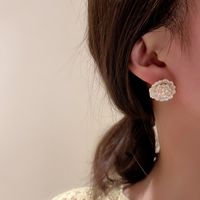 Retro Pearl Camellia Earrings Wholesale main image 4
