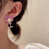 Korean Style Transparent Flower Earrings main image 4
