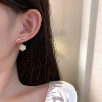 Korean Style Diamond Pearl Ball Earrings main image 3
