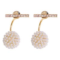 Korean Style Diamond Pearl Ball Earrings main image 6