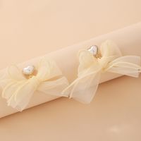 Korean Style Pearl Diamond Heart Bow Earrings main image 2