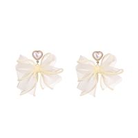 Korean Style Pearl Diamond Heart Bow Earrings main image 6