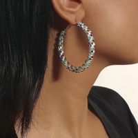 Fashionable Simple Circle Diamond Earrings main image 1