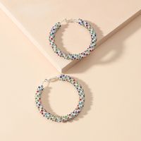 Fashionable Simple Circle Diamond Earrings main image 3