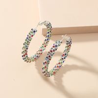 Fashionable Simple Circle Diamond Earrings main image 4
