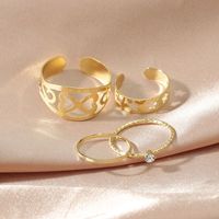 Korean Alloy Geometric Hollow Ring 4-piece Set main image 3