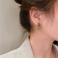 Korean Style Inlaid Rhinestone Geometric Circle Earrings main image 5