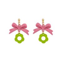 Fashion Cute Pink Bowknot Flower Earrings main image 6