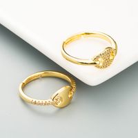 Simple Copper Gold-plated Micro-inlaid Zircon Oval Ring main image 3