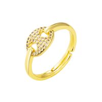 Simple Copper Gold-plated Micro-inlaid Zircon Oval Ring main image 6
