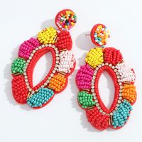 Creative Ethnic Style Color Geometric Cloth Rice Bead Earrings main image 3
