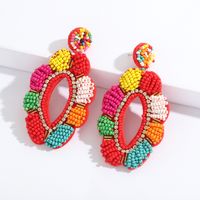 Creative Ethnic Style Color Geometric Cloth Rice Bead Earrings main image 5