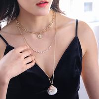 Fashion Pearl Natural Shell Multilayer Necklace main image 4