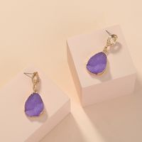 Simple Imitation Natural Stone Purple Water Drop Earrings main image 1
