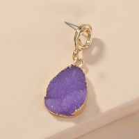Simple Imitation Natural Stone Purple Water Drop Earrings main image 3