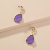 Simple Imitation Natural Stone Purple Water Drop Earrings main image 5
