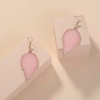 Simple Pink Leaf Earrings Wholesale main image 3