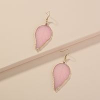 Simple Pink Leaf Earrings Wholesale main image 5