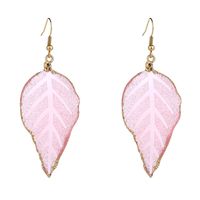 Boucles D&#39;oreilles Simples En Feuille Rose En Gros main image 6