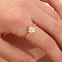 Fashion Copper Inlaid Zircon Snowflake Ring Wholesale main image 1