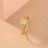 Fashion Copper Inlaid Zircon Snowflake Ring Wholesale main image 4