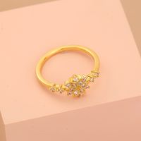 Fashion Copper Inlaid Zircon Snowflake Ring Wholesale main image 5