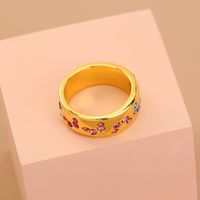 Mode Gemischte Farbe Kupfer Eingelegter Zirkon Schmetterling Ring main image 5
