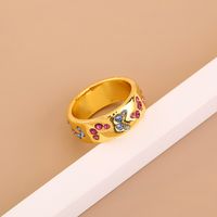 Fashion Mixed Color Copper Inlaid Zircon Butterfly Ring main image 6