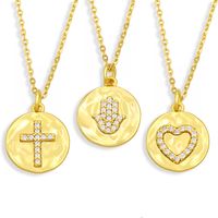 Fashion Coin Cross Diamond Pendant Necklace main image 1