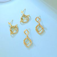 Korea's Retro Geometric Prismatic Zircon Earrings main image 5