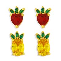 Cute Fruit Pineapple Strawberry  Diamond Earrings main image 1