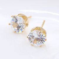 Korean Fashion Crown Bottom Crystal Zircon Earrings Wholesale main image 1