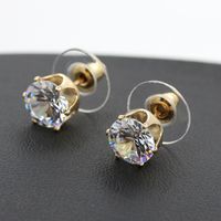 Korean Fashion Crown Bottom Crystal Zircon Earrings Wholesale main image 3