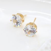 Korean Fashion Crown Bottom Crystal Zircon Earrings Wholesale main image 5