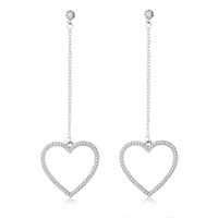 Fashion Full Diamond Heart-shaped Long Tassel Earrings Wholesale main image 6