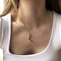 Fashion Alloy Micro-inlaid Moon Star Necklace main image 3