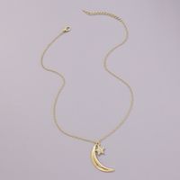 Fashion Alloy Micro-inlaid Moon Star Necklace main image 4