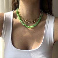 Fashion Geometric Alloy Bead Double Layer Necklace main image 3