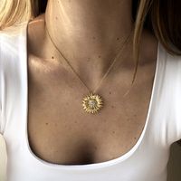 Fashion Diamond-studded Flower Geometric Necklace main image 3