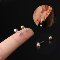 Ear Cartilage Rings & Studs Simple Style Flower Copper Plating Artificial Gemstones main image 2