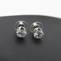 Korean Fashion Crown Bottom Crystal Zircon Earrings Wholesale sku image 2