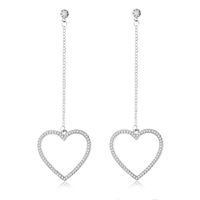 Fashion Full Diamond Heart-shaped Long Tassel Earrings Wholesale sku image 2