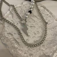 Simple Pearl Lightning Double Layered Necklace sku image 1