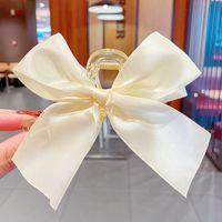 Simple Pure Color Fabric Big Bow Plastic Catch Clip Wholesale sku image 1