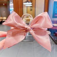 Simple Pure Color Fabric Big Bow Plastic Catch Clip Wholesale sku image 2