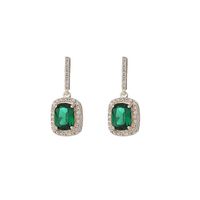 Fashion Simplicity Flashing Diamond Imitation Emerald Hypoallergenic Earrings main image 3