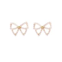 Simple Style Bow Knot Inlaid Pearls Alloy No Inlaid Earrings Ear Studs main image 6