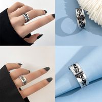 Punk Stainless Steel Flame Butterfly Heart Moon Ring main image 3