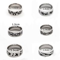 Punk Stainless Steel Flame Butterfly Heart Moon Ring main image 6